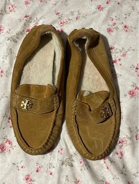 Tory Burch Tan Suede Driving Loafers